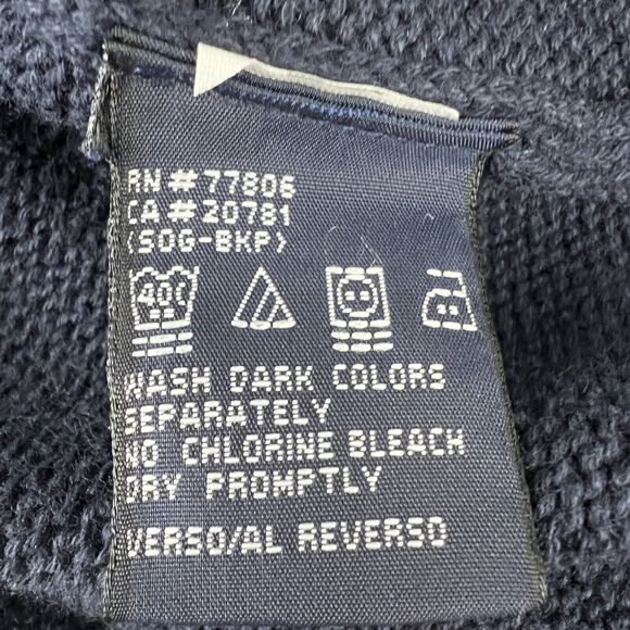 Vtg Y2K Tommy Jeans Cable Knit Stripe Sleeves Navy Blue Men’s XL Oversized Logo - Picture 14 of 15